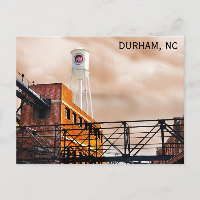 Durham North Carolina Lucky Strike Tower Foto Postkarte (Vorderseite)