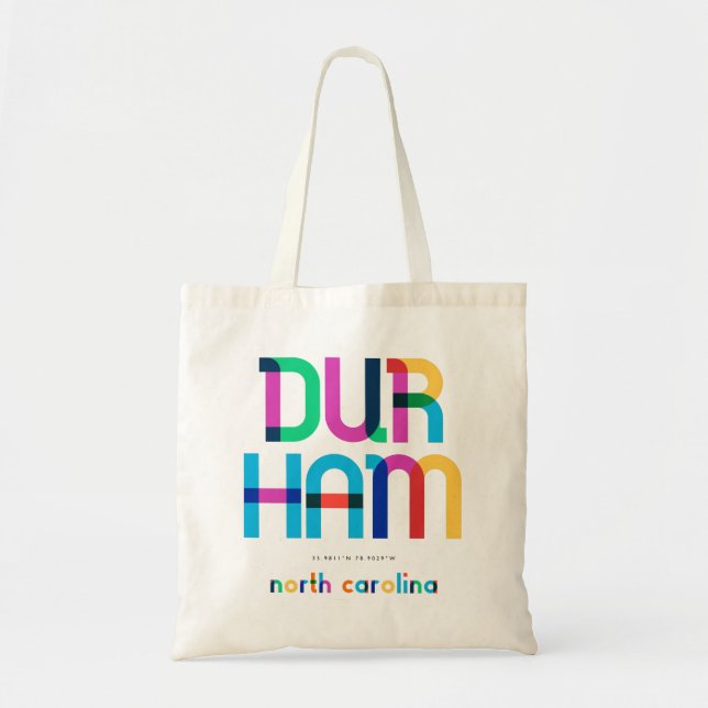 Durham North Carolina Mid Century, Pop Art, Tragetasche (Vorne)