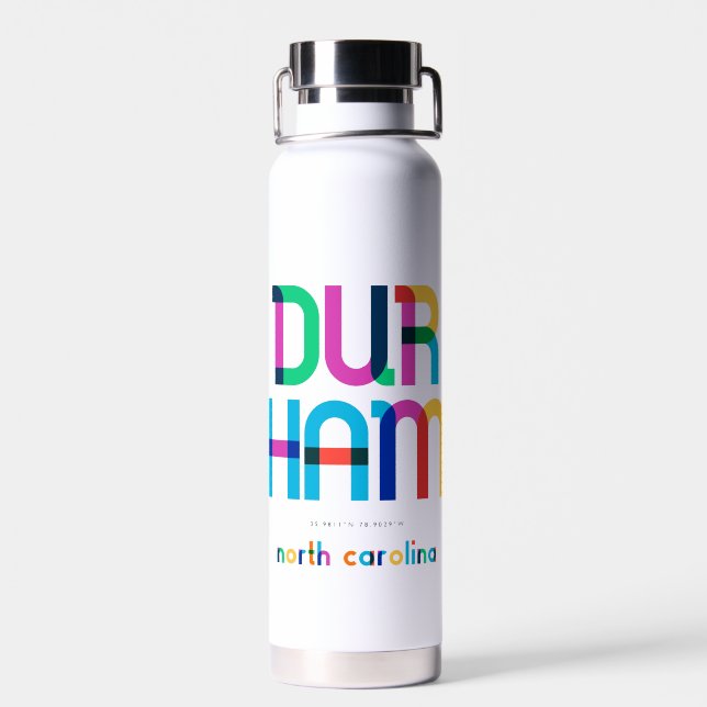 Durham North Carolina Mid Century, Pop Art, Trinkflasche (Rückseite)