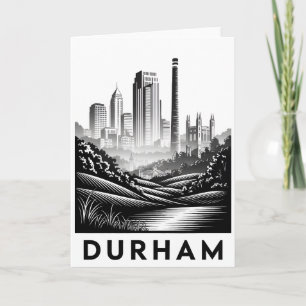 Durham North Carolina Schwarz-Weiß-Holzschnitt Karte
