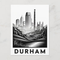 Durham North Carolina Schwarz-Weiß-Holzschnitt