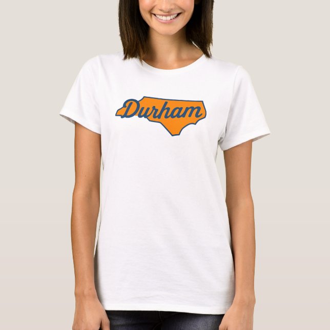 Durham North Carolina Script Design - Staat Form T-Shirt (Vorderseite)