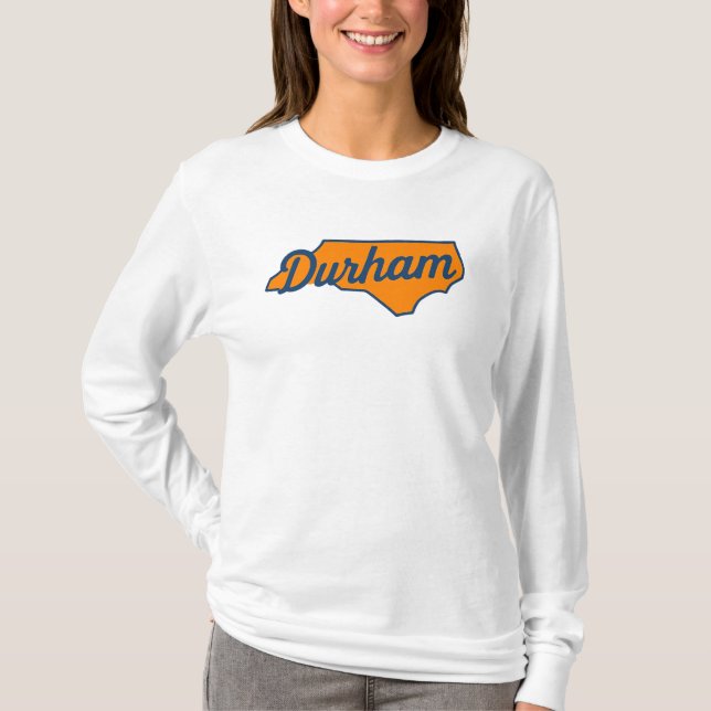 Durham North Carolina Script Design - Staat Form T-Shirt (Vorderseite)