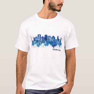 Durham North Carolina Skyline Blue T-Shirt