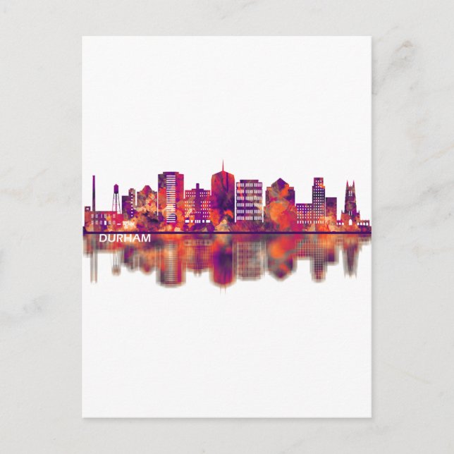 Durham North Carolina Skyline Einladungspostkarte (Vorderseite)