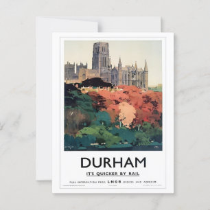 Durham UK, Quicker by Rail Vintag Inspiriert Postkarte