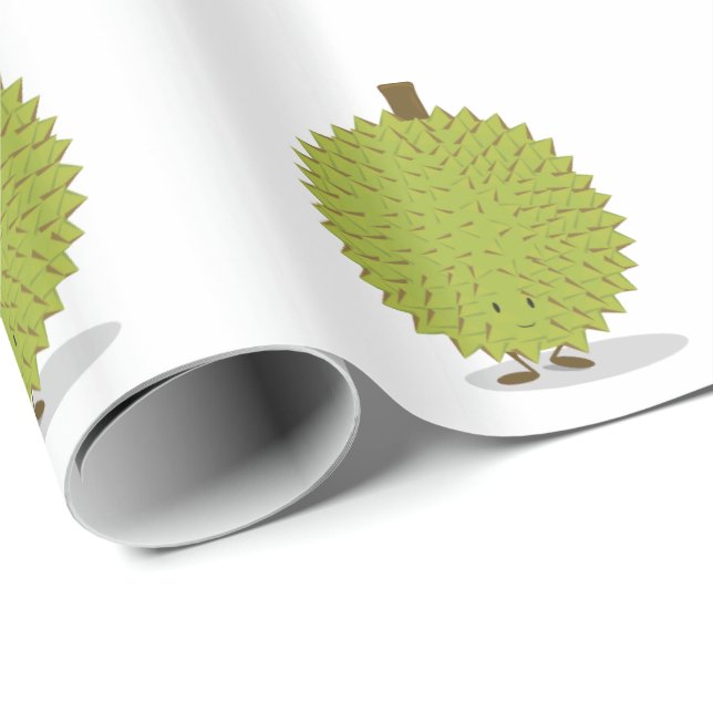 Durian-Frucht-Cartoon-Charaktere Geschenkpapier (Rolleneckpunkt)