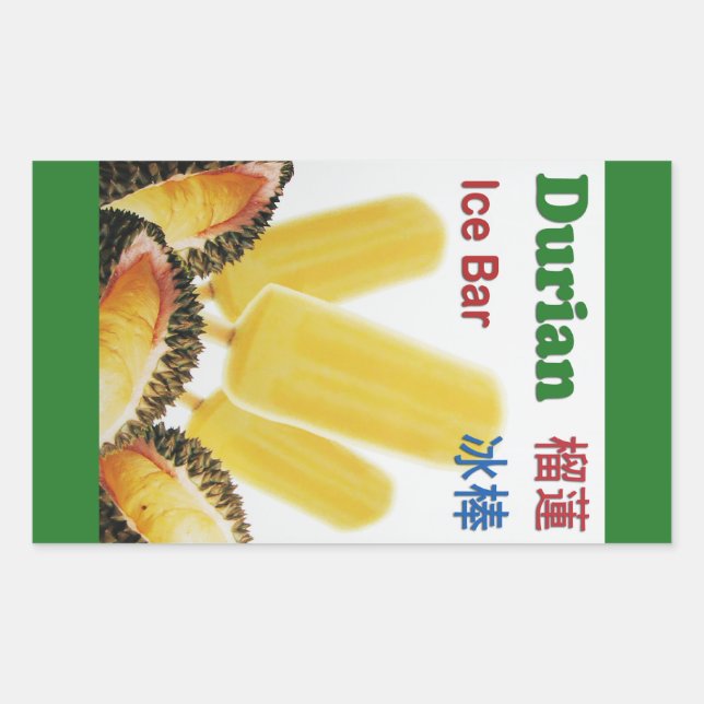 Durian Ice Bar Tropical Fruit Popsicle Rechteckiger Aufkleber (Vorderseite)