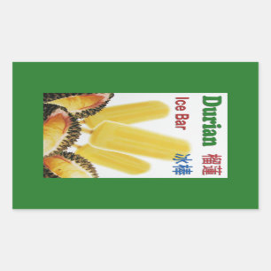 Durian Ice Bar Tropical Fruit Popsicle Rechteckiger Aufkleber