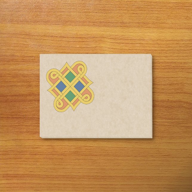 Durrow Knüpfarbeit 2016 Post-it Klebezettel (Durrow Knotwork 2016 Post-it Notes on Desk)
