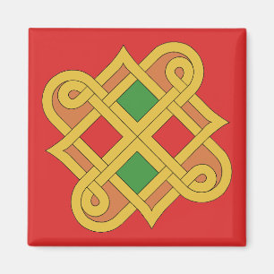 Durrow Knüpfarbeit 2016 Rot und Grün Magnet