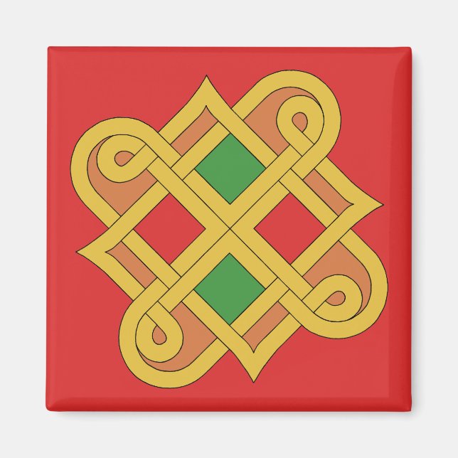Durrow Knüpfarbeit 2016 Rot und Grün Magnet (Vorne)