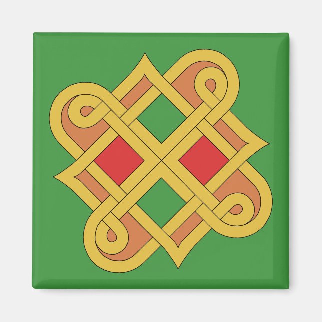 Durrow Knüpfarbeit 2016 Rot und Grün Magnet (Vorne)