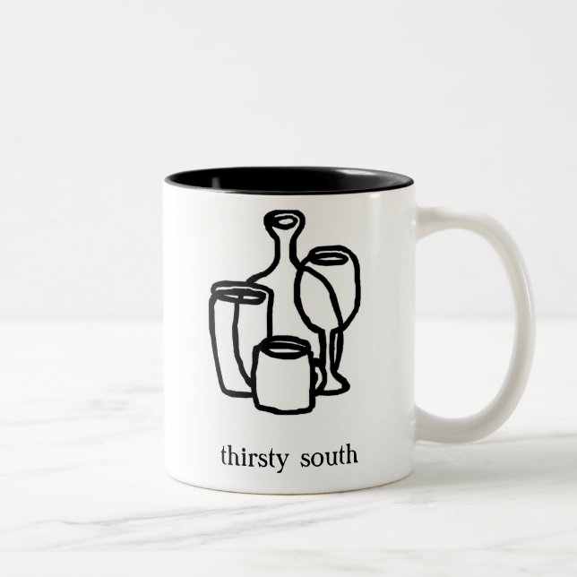 Durstige Südlogo-Tasse Zweifarbige Tasse (Rechts)