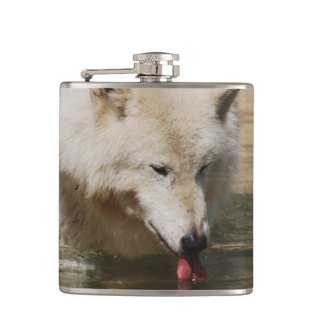Durstiger Wolf Flachmann (Vorderseite)