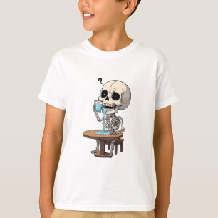 Durstiges Skelett trinkt Wasser Kinder T-Shirt