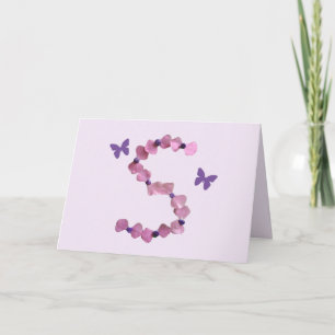 Dusch-Dankeschön Rosa Buchstabe S Schmetterling Fl Dankeskarte