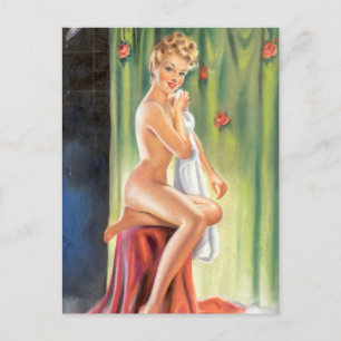 Dusch-Pin-Up Postkarte