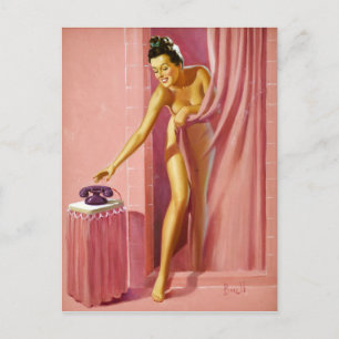 Dusch-Pin-Up Postkarte