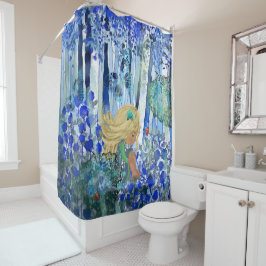 Dusche aus Blauwald mit Mädchenvorhang Duschvorhang