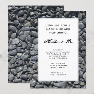 Dusche aus glattem Kies Baby Einladung