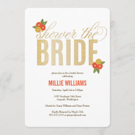 Dusche der Braut Glitzer & Blumen Dusche Einladung