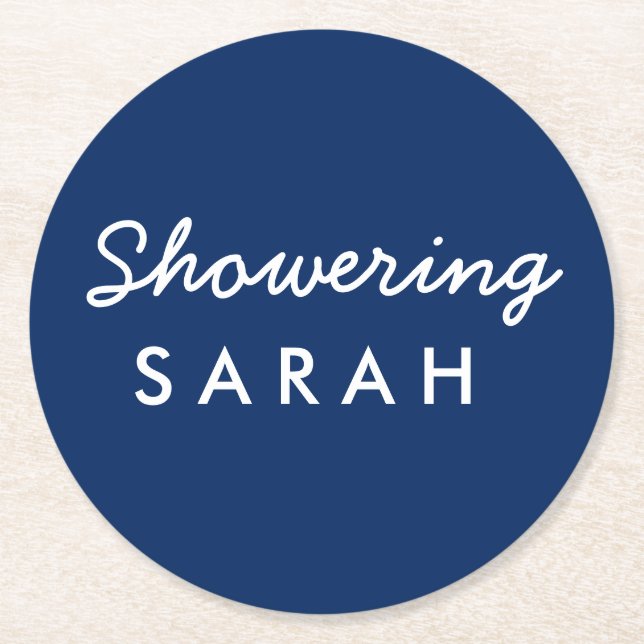 Dusche der Mama-to-Be-Baby-Dusche Untersetzer Navy (Vorderseite)