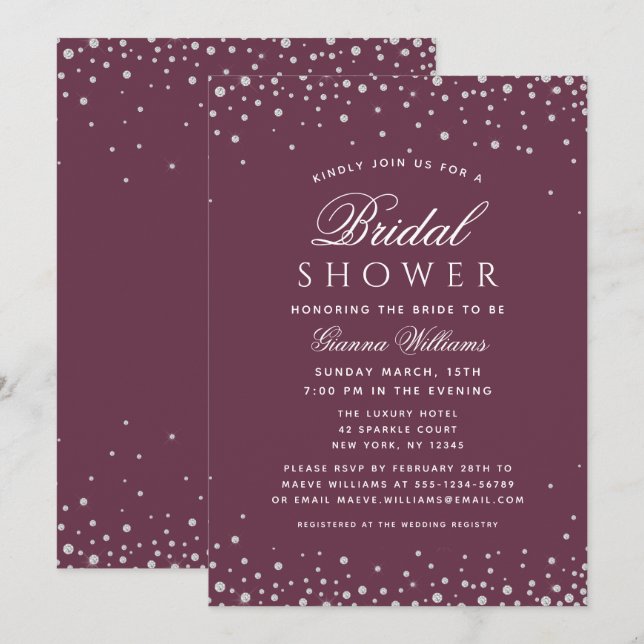 Dusche Diamonds Modernes Luxus Brautparty Einladung (Vorne/Hinten)