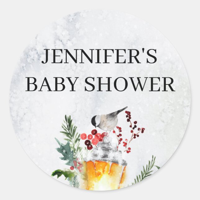 Dusche für Babys in Aquarellfarbe Runder Aufkleber (Vorderseite)
