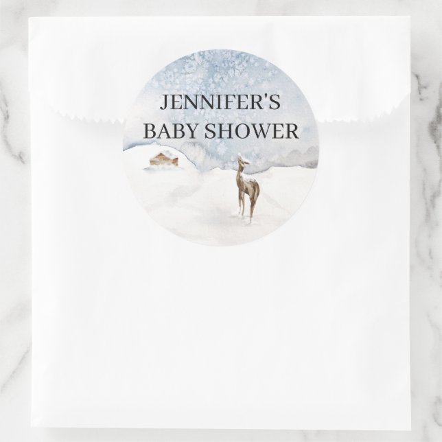 Dusche für Babys in Aquarellfarbe Runder Aufkleber (Tasche)