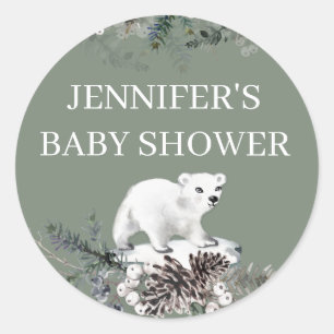 Dusche für Babys in Aquarellfarbe Runder Aufkleber
