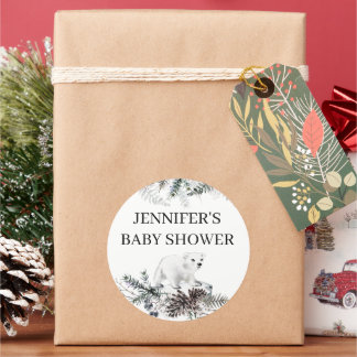 Dusche für Babys in Aquarellfarbe Runder Aufkleber