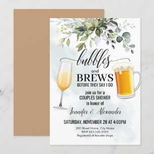 Dusche für Bubbles & Brews Paare Einladung