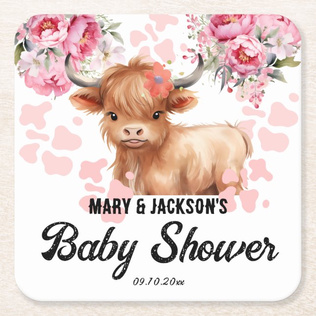 Dusche für das Baby Rechteckiger Pappuntersetzer (Vorderseite)