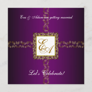 Dusche für Hochzeitspaare Einladung Lila Goldleaf