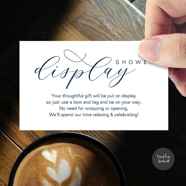 Dusche für Hochzeitsvorführungen, moderne, minimal Begleitkarte (Wedding Display Shower, Modern elegance Bridal Enclosure Card Romantic Classy Navy Blue)