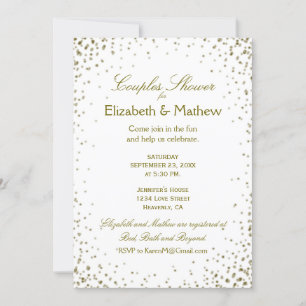 Dusche für Paar   Gold Confetti Einladung