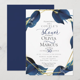 Dusche für Paar   Modernes Deep Indigo Blue und Go Einladung