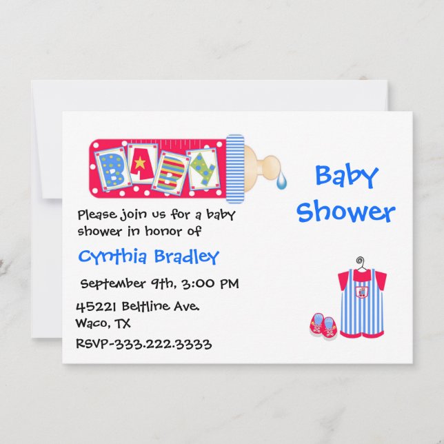 Dusche für Red, White und Blue Baby Boy Einladung (Vorderseite)