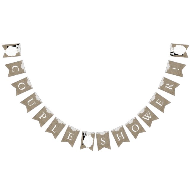 Dusche in Burlap und White Lace Wimpelkette (Alle)