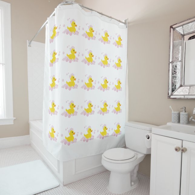 Dusche in rosa Bläschen Duschvorhang (Beispiel)