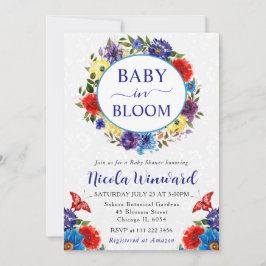 Dusche mit Blauer und Roter Wasserfarbe Einladung