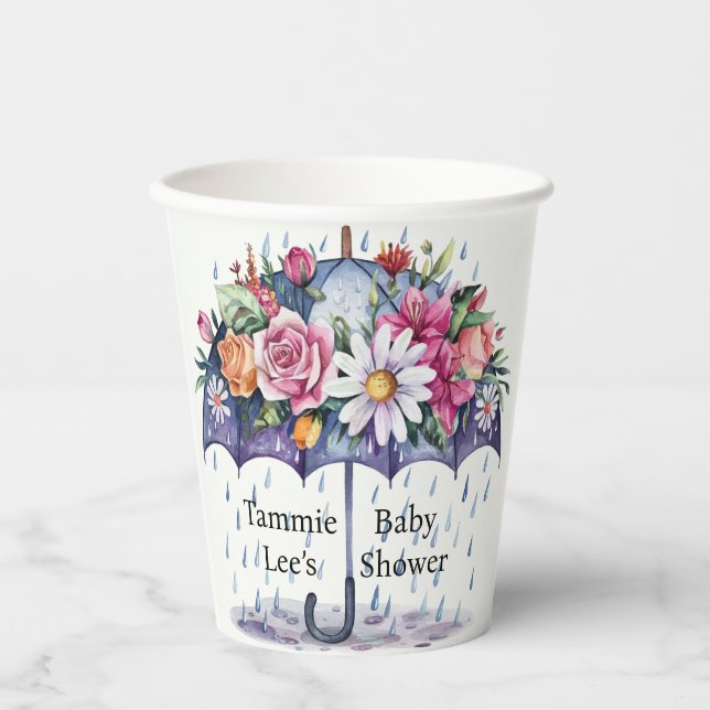 Dusche mit Blume Babydusche Pappbecher (Vorderseite)