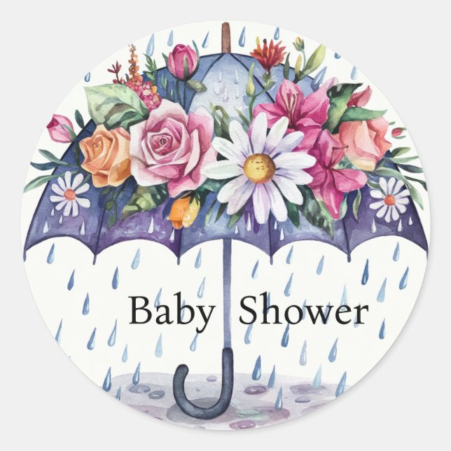 Dusche mit Blume Babydusche Runder Aufkleber (Vorderseite)