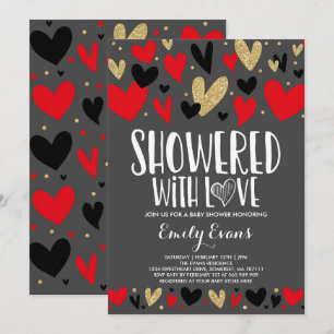 Dusche mit Liebe Baby Dusche Einladungsherzen Herz Einladung