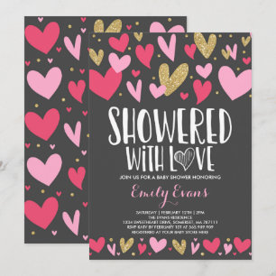 Dusche mit Liebe Babydusche Einladungs-Herz Einladung