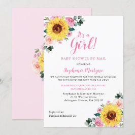 Dusche mit Post seine Girl Sonnenblume Rosa Blüten Einladung