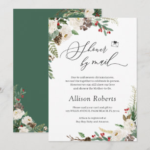 Dusche per Mail Script rustikale Winter Floral Blä Einladung
