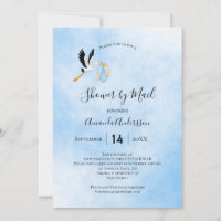 Dusche per Mail Stork Baby Boy Blau Himmel niedlic