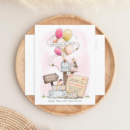 Dusche per Mail Virtual Baby Shower Ballon Mailbox Einladungspostkarte